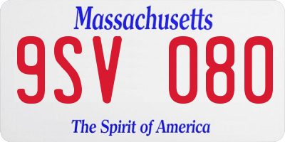 MA license plate 9SV080