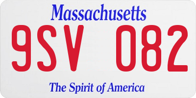 MA license plate 9SV082