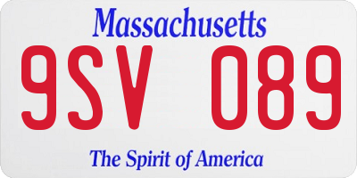 MA license plate 9SV089