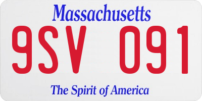 MA license plate 9SV091