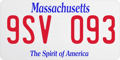 MA license plate 9SV093