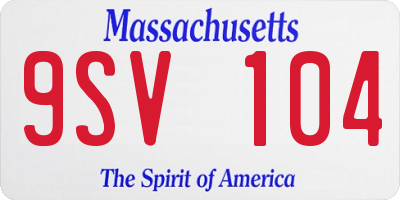 MA license plate 9SV104