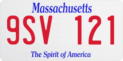 MA license plate 9SV121