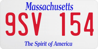 MA license plate 9SV154