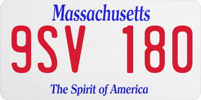 MA license plate 9SV180