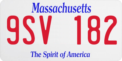 MA license plate 9SV182