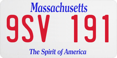 MA license plate 9SV191
