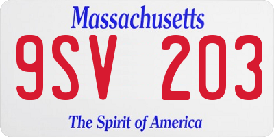 MA license plate 9SV203