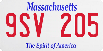 MA license plate 9SV205
