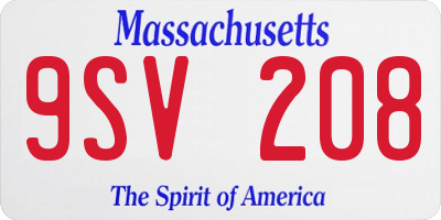 MA license plate 9SV208