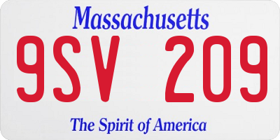 MA license plate 9SV209