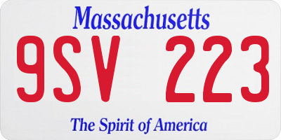 MA license plate 9SV223