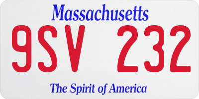 MA license plate 9SV232