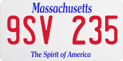 MA license plate 9SV235