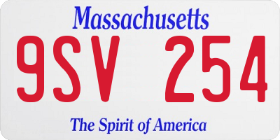 MA license plate 9SV254