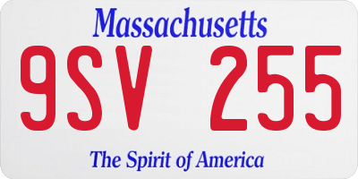 MA license plate 9SV255