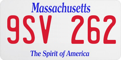 MA license plate 9SV262