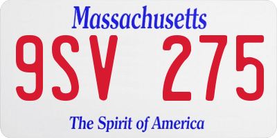 MA license plate 9SV275