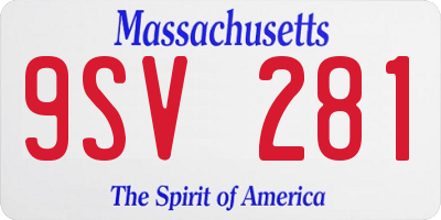 MA license plate 9SV281