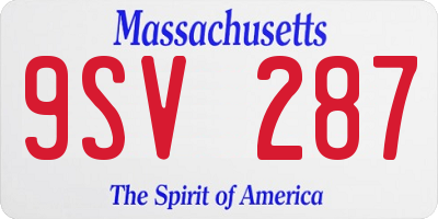 MA license plate 9SV287
