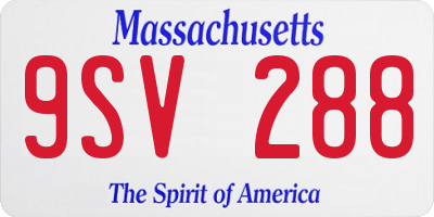 MA license plate 9SV288