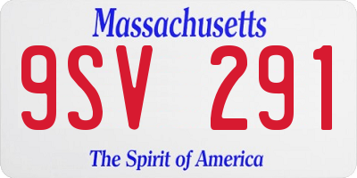 MA license plate 9SV291