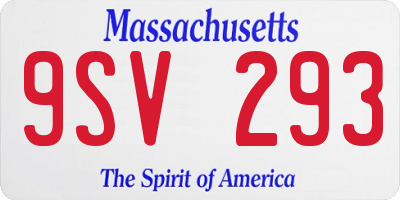 MA license plate 9SV293