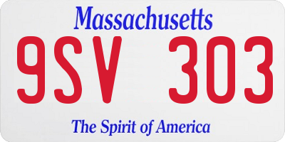MA license plate 9SV303