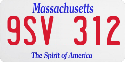 MA license plate 9SV312