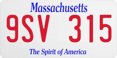 MA license plate 9SV315