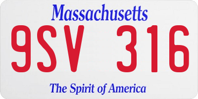 MA license plate 9SV316