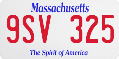 MA license plate 9SV325