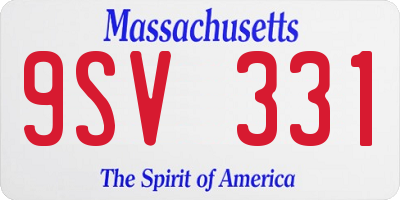 MA license plate 9SV331
