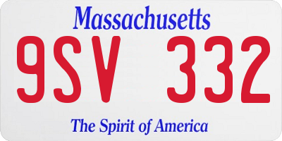 MA license plate 9SV332