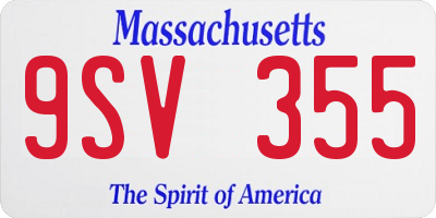 MA license plate 9SV355