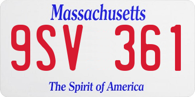 MA license plate 9SV361