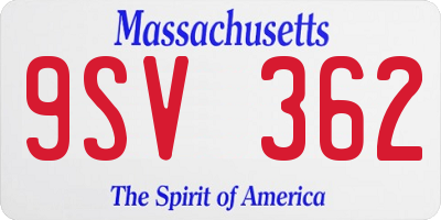 MA license plate 9SV362
