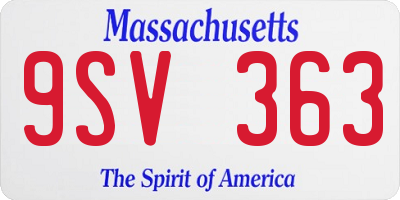 MA license plate 9SV363