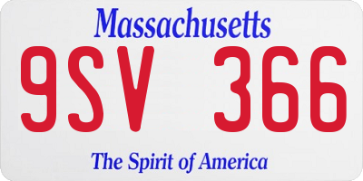MA license plate 9SV366