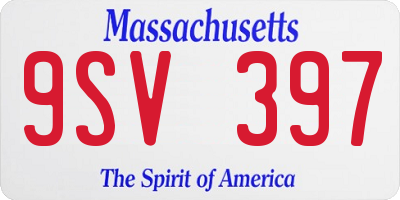 MA license plate 9SV397