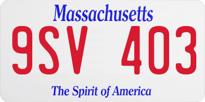 MA license plate 9SV403