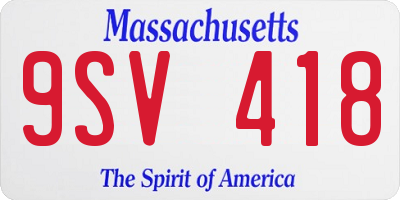 MA license plate 9SV418