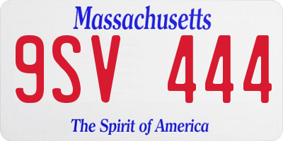 MA license plate 9SV444
