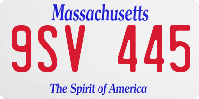 MA license plate 9SV445