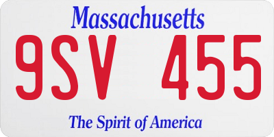 MA license plate 9SV455