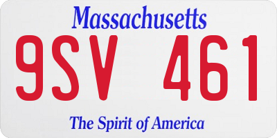 MA license plate 9SV461