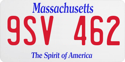 MA license plate 9SV462