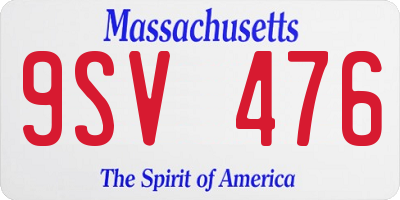 MA license plate 9SV476