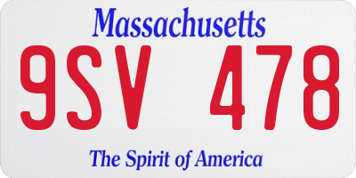 MA license plate 9SV478