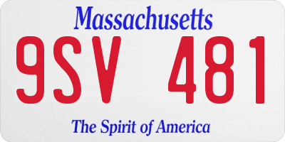 MA license plate 9SV481
